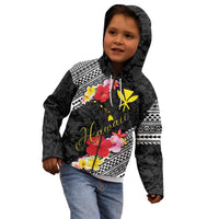 Aloha Hawaii Hibiscus and Plumeria Flowers Kid Hoodie Kanaka Maoli Tattoo Polynesian Pattern LT03 - Polynesian Pride