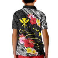 Aloha Hawaii Hibiscus and Plumeria Flowers Kid Polo Shirt Kanaka Maoli Tattoo Polynesian Pattern LT03 - Polynesian Pride