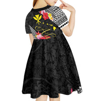 Aloha Hawaii Hibiscus and Plumeria Flowers Kid Short Sleeve Dress Kanaka Maoli Tattoo Polynesian Pattern LT03 - Polynesian Pride