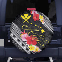 Aloha Hawaii Hibiscus and Plumeria Flowers Spare Tire Cover Kanaka Maoli Tattoo Polynesian Pattern LT03 - Polynesian Pride