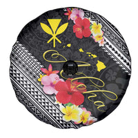 Aloha Hawaii Hibiscus and Plumeria Flowers Spare Tire Cover Kanaka Maoli Tattoo Polynesian Pattern LT03 - Polynesian Pride