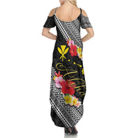 Aloha Hawaii Hibiscus and Plumeria Flowers Summer Maxi Dress Kanaka Maoli Tattoo Polynesian Pattern LT03 - Polynesian Pride