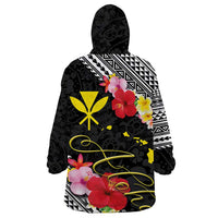 Aloha Hawaii Hibiscus and Plumeria Flowers Wearable Blanket Hoodie Kanaka Maoli Tattoo Polynesian Pattern LT03 - Polynesian Pride