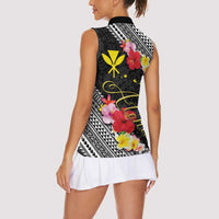 Aloha Hawaii Hibiscus and Plumeria Flowers Women Sleeveless Polo Shirt Kanaka Maoli Tattoo Polynesian Pattern LT03 - Polynesian Pride