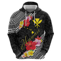 Aloha Hawaii Hibiscus and Plumeria Flowers Zip Hoodie Kanaka Maoli Tattoo Polynesian Pattern LT03 - Polynesian Pride