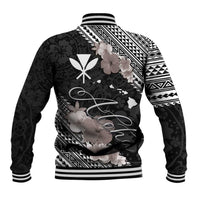 Aloha Hawaii Hibiscus and Plumeria Flowers Baseball Jacket Kanaka Maoli Tattoo Polynesian Pattern Gray Color LT03 - Polynesian Pride