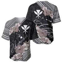 Aloha Hawaii Hibiscus and Plumeria Flowers Baseball Jersey Kanaka Maoli Tattoo Polynesian Pattern Gray Color LT03 - Polynesian Pride