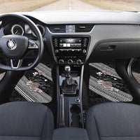 Aloha Hawaii Hibiscus and Plumeria Flowers Car Mats Kanaka Maoli Tattoo Polynesian Pattern Gray Color LT03 Set 2pcs - Front Black - Polynesian Pride