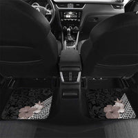 Aloha Hawaii Hibiscus and Plumeria Flowers Car Mats Kanaka Maoli Tattoo Polynesian Pattern Gray Color LT03 Set 2pcs - Back Black - Polynesian Pride
