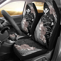 Aloha Hawaii Hibiscus and Plumeria Flowers Car Seat Cover Kanaka Maoli Tattoo Polynesian Pattern Gray Color LT03 - Polynesian Pride