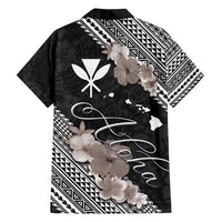 Aloha Hawaii Hibiscus and Plumeria Flowers Hawaiian Shirt Kanaka Maoli Tattoo Polynesian Pattern Gray Color LT03 - Polynesian Pride