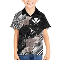 Aloha Hawaii Hibiscus and Plumeria Flowers Hawaiian Shirt Kanaka Maoli Tattoo Polynesian Pattern Gray Color LT03 - Polynesian Pride