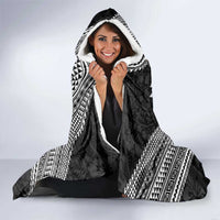 Aloha Hawaii Hibiscus and Plumeria Flowers Hooded Blanket Kanaka Maoli Tattoo Polynesian Pattern Gray Color LT03 - Polynesian Pride