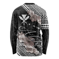 Aloha Hawaii Hibiscus and Plumeria Flowers Long Sleeve Shirt Kanaka Maoli Tattoo Polynesian Pattern Gray Color LT03 - Polynesian Pride