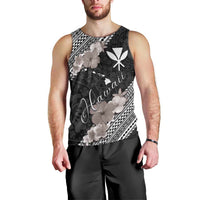 Aloha Hawaii Hibiscus and Plumeria Flowers Men Tank Top Kanaka Maoli Tattoo Polynesian Pattern Gray Color LT03 - Polynesian Pride