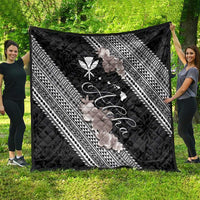 Aloha Hawaii Hibiscus and Plumeria Flowers Quilt Kanaka Maoli Tattoo Polynesian Pattern Gray Color LT03 - Polynesian Pride