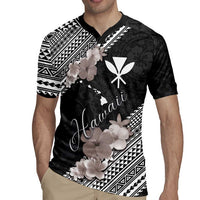 Aloha Hawaii Hibiscus and Plumeria Flowers Rugby Jersey Kanaka Maoli Tattoo Polynesian Pattern Gray Color LT03 - Polynesian Pride