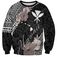 Aloha Hawaii Hibiscus and Plumeria Flowers Sweatshirt Kanaka Maoli Tattoo Polynesian Pattern Gray Color LT03 Unisex Black - Polynesian Pride