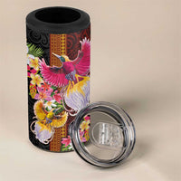 Papua New Guinea Birds and Frangipani 4 in 1 Can Cooler Tumbler Melanesian Art Tattoos LT03 - Polynesian Pride