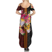Papua New Guinea Birds and Frangipani Family Matching Summer Maxi Dress and Hawaiian Shirt Melanesian Art Tattoos LT03 - Polynesian Pride