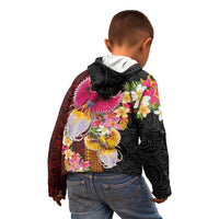 Papua New Guinea Birds and Frangipani Kid Hoodie Melanesian Art Tattoos LT03 - Polynesian Pride