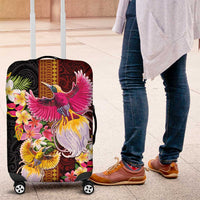 Papua New Guinea Birds and Frangipani Luggage Cover Melanesian Art Tattoos LT03 Black - Polynesian Pride
