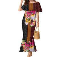 Papua New Guinea Birds and Frangipani Mermaid Dress Melanesian Art Tattoos LT03 Women Black - Polynesian Pride