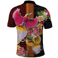 Papua New Guinea Birds and Frangipani Polo Shirt Melanesian Art Tattoos LT03 - Polynesian Pride