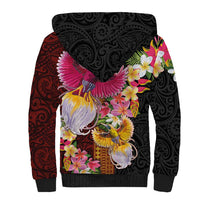 Papua New Guinea Birds and Frangipani Sherpa Hoodie Melanesian Art Tattoos LT03 - Polynesian Pride