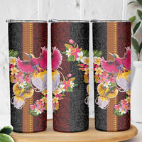 Papua New Guinea Birds and Frangipani Skinny Tumbler Melanesian Art Tattoos LT03 - Polynesian Pride
