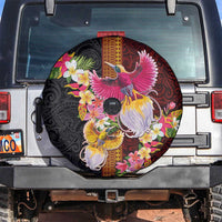 Papua New Guinea Birds and Frangipani Spare Tire Cover Melanesian Art Tattoos LT03 Black - Polynesian Pride