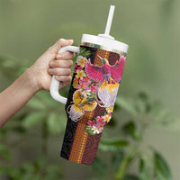 Papua New Guinea Birds and Frangipani Tumbler With Handle Melanesian Art Tattoos LT03 - Polynesian Pride