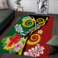 Melanesian Vanuatu Tribal Boar Tusk Area Rug Tropical Plants and Namele Motifs LT03 Green - Polynesian Pride