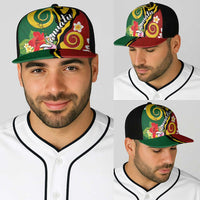 Melanesian Vanuatu Tribal Boar Tusk Baseball Net Cap Tropical Plants and Namele Motifs - Polynesian Pride