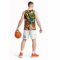 Melanesian Vanuatu Tribal Boar Tusk Basketball Jersey Tropical Plants and Namele Motifs LT03 - Polynesian Pride