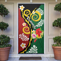 Melanesian Vanuatu Tribal Boar Tusk Door Cover Tropical Plants and Namele Motifs LT03 Green - Polynesian Pride