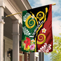 Melanesian Vanuatu Tribal Boar Tusk Garden Flag Tropical Plants and Namele Motifs LT03 House Flag Green - Polynesian Pride
