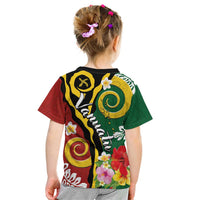 Melanesian Vanuatu Tribal Boar Tusk Kid T Shirt Tropical Plants and Namele Motifs LT03 - Polynesian Pride
