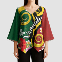 Melanesian Vanuatu Tribal Boar Tusk Kimono Sleeve Blouse Tropical Plants and Namele Motifs LT03 - Polynesian Pride