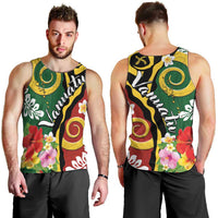Melanesian Vanuatu Tribal Boar Tusk Men Tank Top Tropical Plants and Namele Motifs LT03 - Polynesian Pride