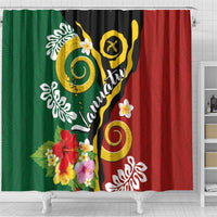 Melanesian Vanuatu Tribal Boar Tusk Shower Curtain Tropical Plants and Namele Motifs LT03 - Polynesian Pride