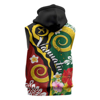 Melanesian Vanuatu Tribal Boar Tusk Sleeveless Zip Hoodie Tropical Plants and Namele Motifs LT03 - Polynesian Pride