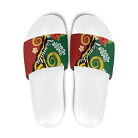 Melanesian Vanuatu Tribal Boar Tusk Slide Sandals Tropical Plants and Namele Motifs LT03 Green - Polynesian Pride