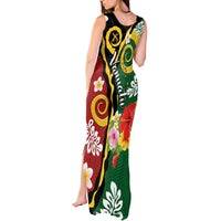 Melanesian Vanuatu Tribal Boar Tusk Tank Maxi Dress Tropical Plants and Namele Motifs LT03 - Polynesian Pride