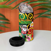 Vanuatu Christmas 4 in 1 Can Cooler Tumbler Funny Santa with Namele and Boar Tusk Tribal LT03 - Polynesian Pride