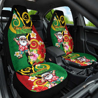Vanuatu Christmas Car Seat Cover Funny Santa with Namele and Boar Tusk Tribal LT03 One Size Green - Polynesian Pride