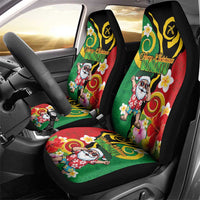 Vanuatu Christmas Car Seat Cover Funny Santa with Namele and Boar Tusk Tribal LT03 - Polynesian Pride