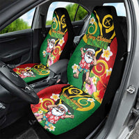 Vanuatu Christmas Car Seat Cover Funny Santa with Namele and Boar Tusk Tribal LT03 - Polynesian Pride