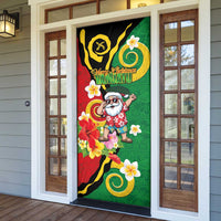 Vanuatu Christmas Door Cover Funny Santa with Namele and Boar Tusk Tribal LT03 - Polynesian Pride