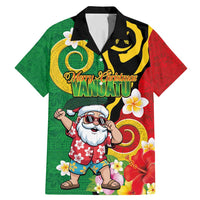 Vanuatu Christmas Family Matching Mermaid Dress and Hawaiian Shirt Funny Santa with Namele and Boar Tusk Tribal LT03 Dad's Shirt - Short Sleeve Green - Polynesian Pride